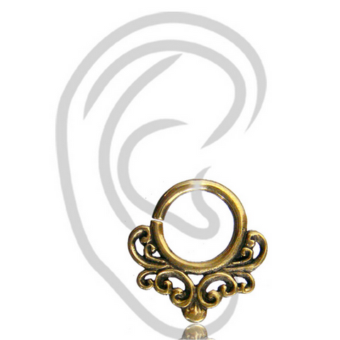 Single 16g (1.2mm) Brass Anchor Labret Tragus, Antiqued Tribal Labret Earring, Madonna Piercing, Lip Ring.
