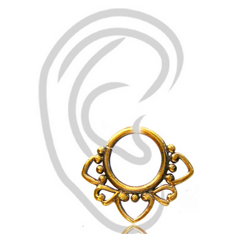 Single 16g (1.2mm) Brass Anchor Labret Tragus, Antiqued Tribal Labret Earring, Madonna Piercing, Lip Ring.