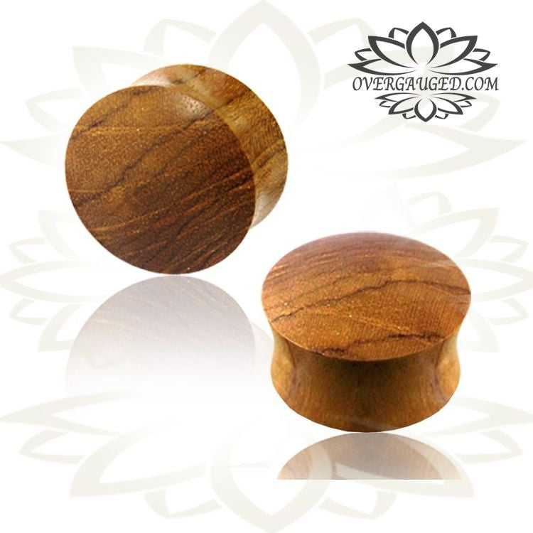 Pair of Organic Teak Wood Plugs, Teak Wood Gauges, Double Flare Plugs, Convex Wood Plugs, Organic Body Jewelry.