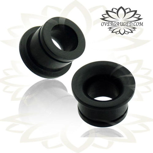 Pair of Concave Organic Ebony Wood Plugs, Single Flare Tunnels, Organic Wood Tunnels, Tribal Wood Gauges, Tribal Wood Jewelry.