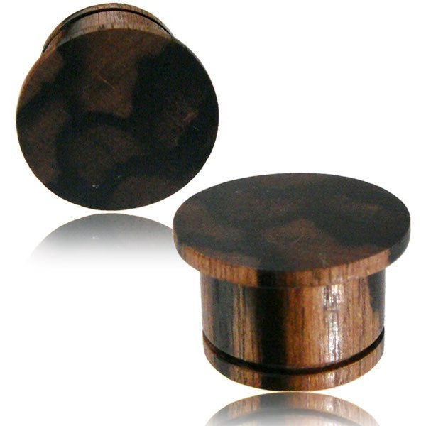 Pair of Flat Top Hat Wood Plugs, Organic Golden Iron Wood Plugs, Single Flare Ear Tunnels, Wood Plugs, Tribal Wood Plugs.