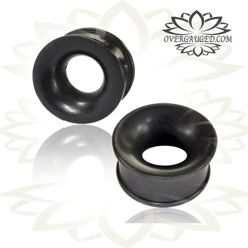 Pair of Concave Ebony Wood Plugs, Organic Double Flare Tunnels, Ear Gauges, Wood Body Jewelry, Wood Plugs.