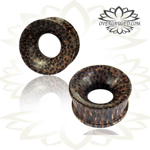 Pair of Concave Organic Palm Wood Plugs, Double Flare Wood Plugs, Organic Wood Tunnels, Wooden Ear Tunnels, Organic Body Jewelry.