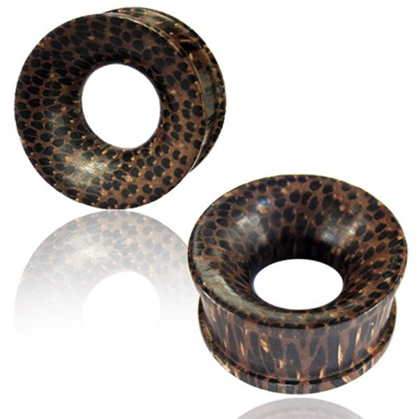 Pair of Concave Organic Palm Wood Plugs, Double Flare Wood Plugs, Organic Wood Tunnels, Wooden Ear Tunnels, Organic Body Jewelry.