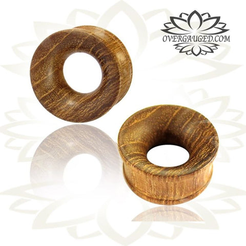 Pair Concave Flower of Life Tamarind Wood Plugs, Inlay Jack Fruit Wood, Double Flare Wood Plugs, Engraved Tribal Ear Gauges, Tribal Body Jewelry, Organic Wood Plugs.