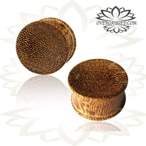 Pair Concave Flower of Life Tamarind Wood Plugs, Inlay Jack Fruit Wood, Double Flare Wood Plugs, Engraved Tribal Ear Gauges, Tribal Body Jewelry, Organic Wood Plugs.