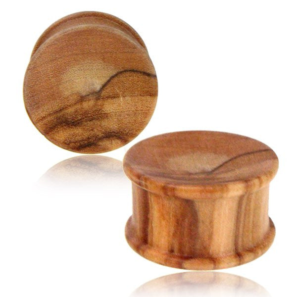 Pair of Organic Wood Plugs, Olive Wood Plugs, Concave Wood Plugs, Hand Turned Wood Gauges, Italian Olive Wood Plugs.