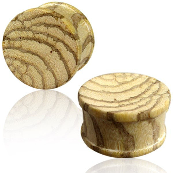 Pair of Concave Organic Light Zebra Wood Plugs, Double Flare Wood Plugs, Organic Ear Plugs, Wood Tunnels, Wood Body Jewelry.