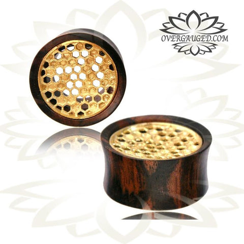 Pair Concave Flower of Life Tamarind Wood Plugs, Inlay Jack Fruit Wood, Double Flare Wood Plugs, Engraved Tribal Ear Gauges, Tribal Body Jewelry, Organic Wood Plugs.