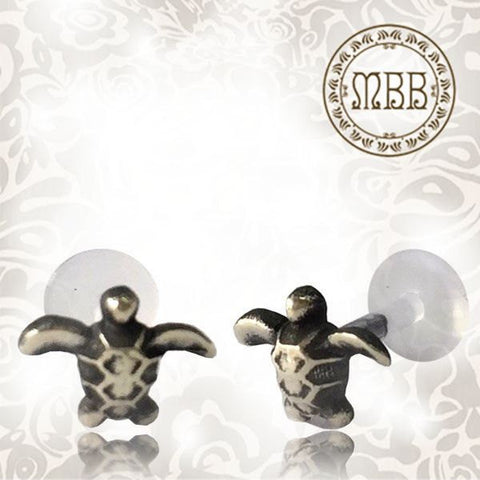 Single 16g (1.2mm) Silver Tragus, Antiqued Flower Labret, Tribal Earring or Madonna Piercing.