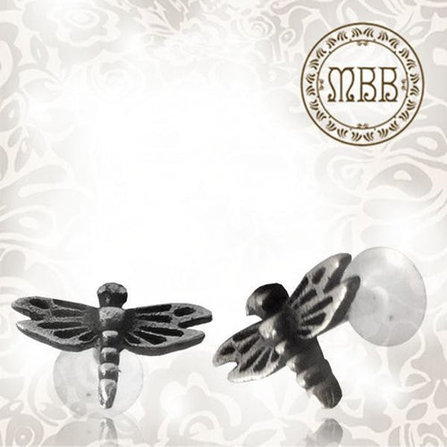 Single Tragus 16g (1.2mm) Sterling Silver And Bio PlastiK Labret, Antiqued Dragonfly, ,Helix, Ear, Nose-Stud, Earring, Madonna Piercing.