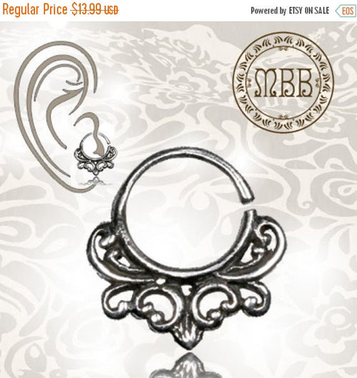 Single Silver Lotus Tragus 18g TINY (1mm) 1/4" ring diameter 6mm Body Jewelry.