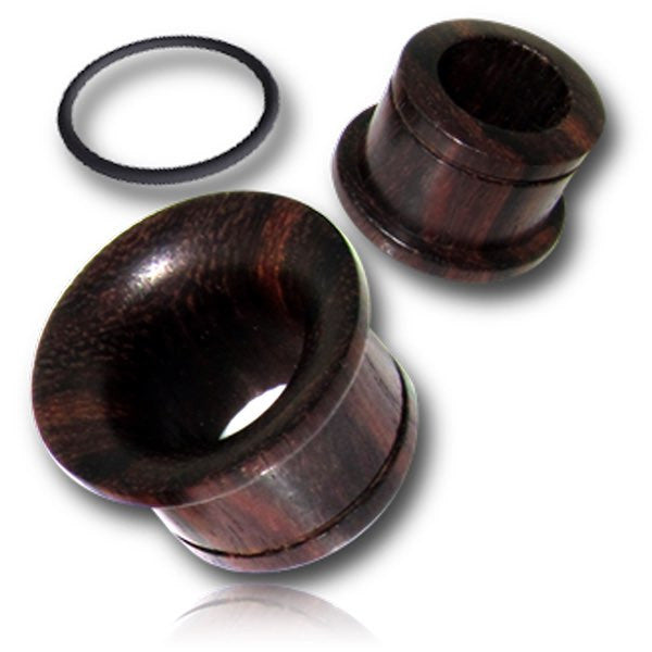 Pair of Sono Wood Tunnels, Single Flare Wood Tunnels, Wood Ear Tunnels, Wood Plugs, Organic Wood Gauges.
