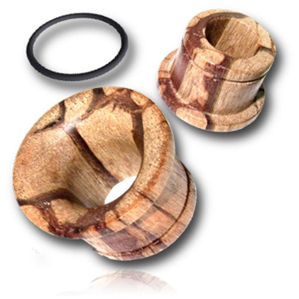 Pair of Concave Organic Wood Plugs, Zebra Wood Plugs, Single Flare Wood Tunnels, Organic Ear Tunnels, Organic Body Jewelry.