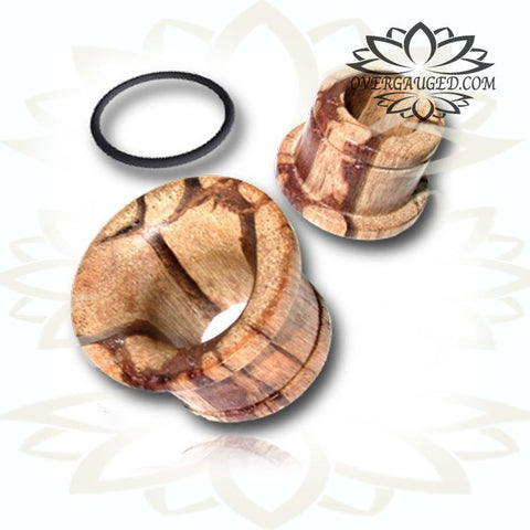 Pair Concave Flower of Life Tamarind Wood Plugs, Inlay Jack Fruit Wood, Double Flare Wood Plugs, Engraved Tribal Ear Gauges, Tribal Body Jewelry, Organic Wood Plugs.