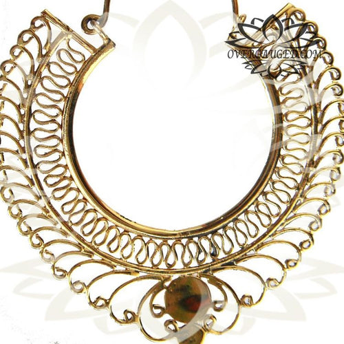 Pair of Brass Earrings Ornate Antiqued Brass Hill Tribal Style Wire Work Hoops.