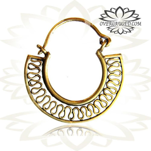 Pair of Small Brass Earrings Antiqued Hill Tribal Style Brass Hoop Earrings