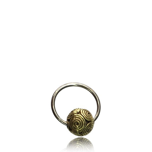 CBR Pair of Bali Style Brass Earrings, 316L Steel BCR Hoops, Ornate Brass Earrings, Nipple Rings Piercing.