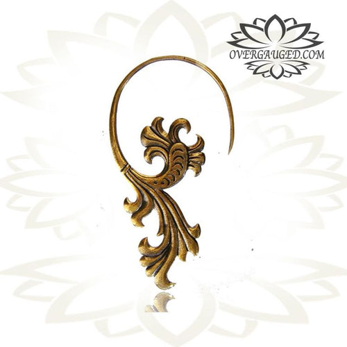 Pair of Brass Earrings Ornate Polished Tribal Earrings, Long Talons.
