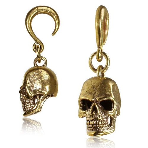 6g (4mm) Piercing Brass Earrings Antiqued Skull Tribal Brass Piercing, Brass Piercing Body Jewelry.