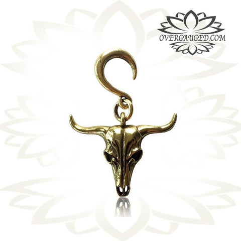 6g (4mm) Piercing Brass Earrings Antiqued Skull Tribal Brass Piercing, Brass Piercing Body Jewelry.