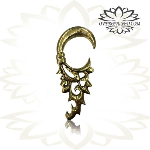 Ornate Brass Ear Weights, Antiqued Brass Earring Plugs.