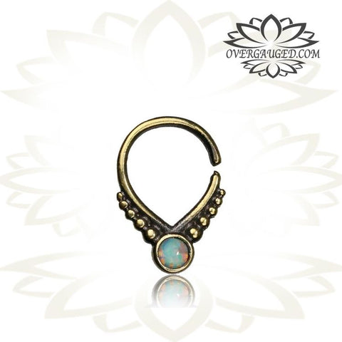 Single Tribal Brass Septum Ring in 14g (1.6mm), Antiqued Rose Brass Septum, Brass Nose Piercing, Ring Diameter 9mm.