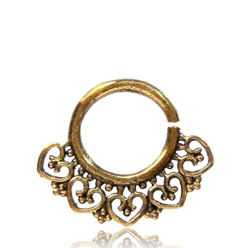 Tribal Brass Septum Ring, Afghan Tribal Nose Piercing, Brass Septum Ring, Tribal Body Jewelry, Ring Diameter 9mm.