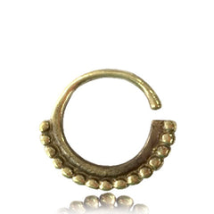 Single Ornate 16g Thai Hill Tribe Septum Ring, Antiqued Hill Tribe Jewelry, Brass Body Jewelry, Tribal Brass Jewelry, Nose Piercing, Small Ring 9mm, Body Jewelry.
