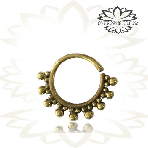 Tribal Brass Septum Ring, Single Afghan Style 16g (1.2mm) Tribal Brass Septum Ring, Brass Nose Piercing, Brass Septum Jewelry, Brass Body Jewelry, Ring 9mm.