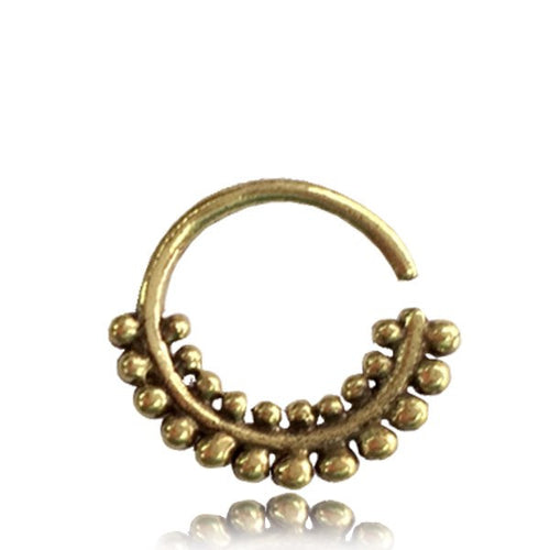 Single Thai Hill Tribe Brass Septum Ring, Brass Septum Ring, Septum Jewelry, Tribal Brass Jewelry, Ring Diameter 9mm.