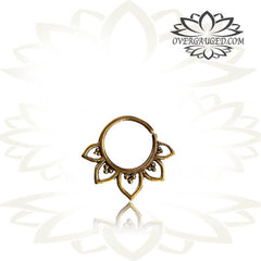 Single Brass Tragus Earring, Tragus in 18g TINY Ring (6mm), Tribal Lotus Flower Bulb Earring, Tribal Septum Ring Piercing.
