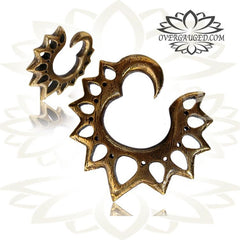 Lotus Brass Ear Weights in 4g (5.5mm) Lotus Flower Bulb Tribal Brass Earrings.