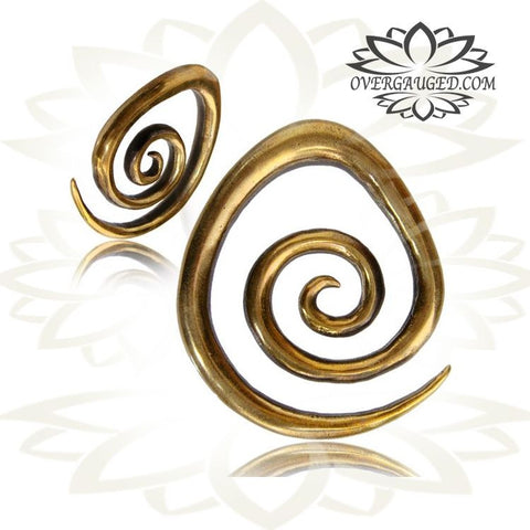 Brass Ear Weights 0g (8mm) Brass Earrings, Tribal Brass Jewelry, Dragon Earrings.