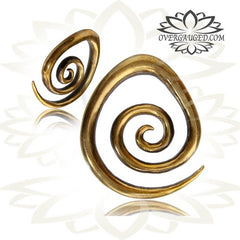 Teardrop Brass Ear Weights in 0g (8mm) Teardrop Tribal Brass Earrings, Brass Body Jewelry.