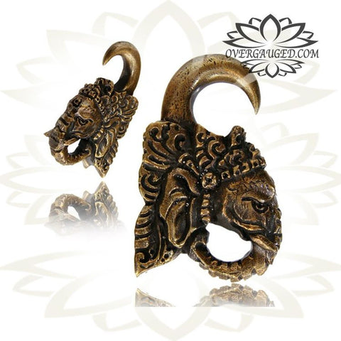 Brass Ear Weights 0g (8mm) Brass Earrings, Tribal Brass Jewelry, Dragon Earrings.