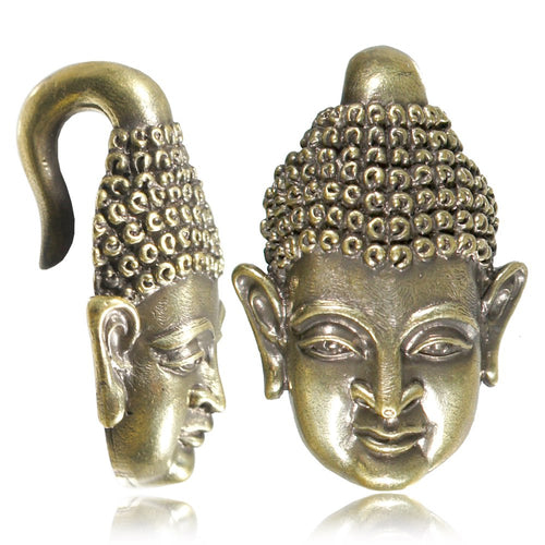 Buddha Brass Ear Weights 2g (6mm) Brass Earring Gauges, Brass Ear Weight.