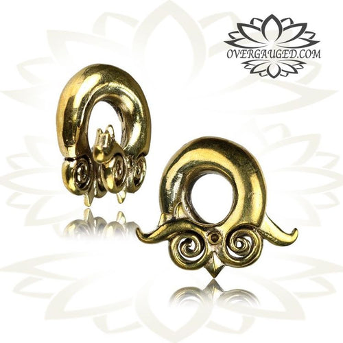 Brass Ear Weights 00g (10mm) Antiqued Borneo Style. Brass Body Jewelry.