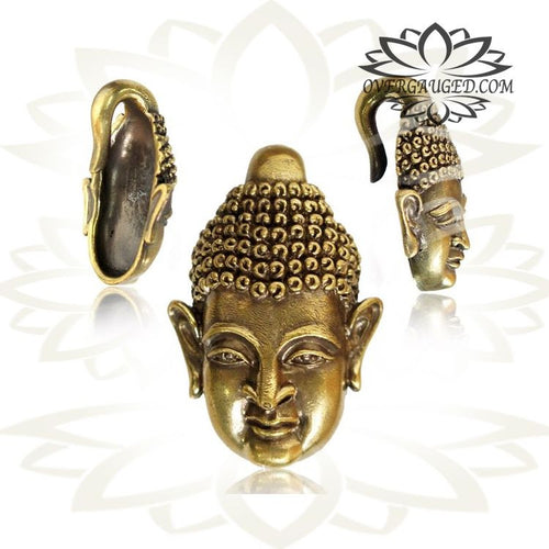Buddha Brass Ear Weights 2g (6mm) Brass Earring Gauges, Brass Ear Weight.