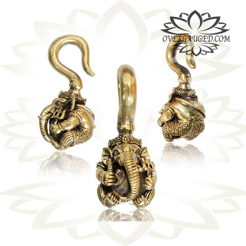 Brass Ear Weights 0g (8mm) Brass Earrings, Tribal Brass Jewelry, Dragon Earrings.