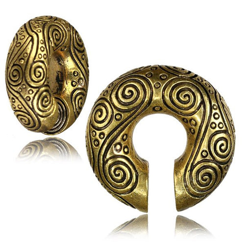 Tribal Hoop Brass Ear Weights, Brass Hoop Earrings, Brass Body Jewelry.