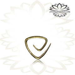 Mini Pair of Mini Brass Tribal Triangle Spirals, Brass Earrings with Small Diameter, Brass Body Jewelry.