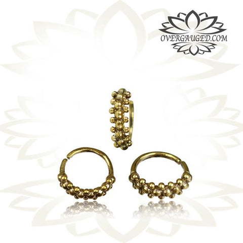 Pair Ornate Antiqued Tribal Brass Flower of Life Ear Studs, Ear Stud Jewelry Brass Earrings.