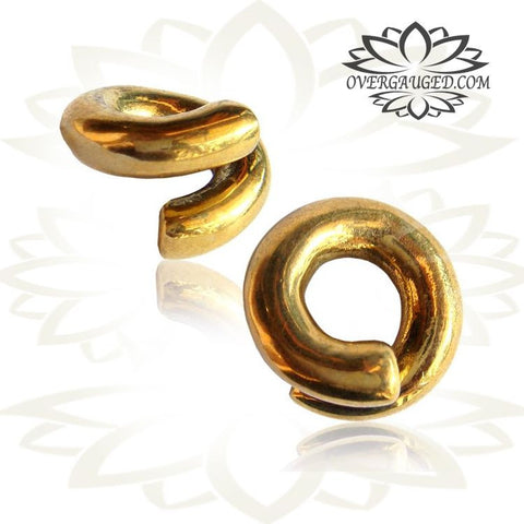 Brass Ear Weights 0g (8mm) Brass Earrings, Tribal Brass Jewelry, Dragon Earrings.