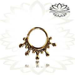 Single Brass Septum Ring in 16g, Antiqued Tribal Brass Septum, Brass Nose Piercing Septum Ring, 9mm Ring.