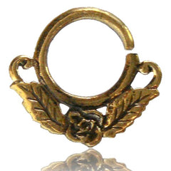 Single Tribal Brass Septum Ring in 14g (1.6mm), Antiqued Rose Brass Septum, Brass Nose Piercing, Ring Diameter 9mm.