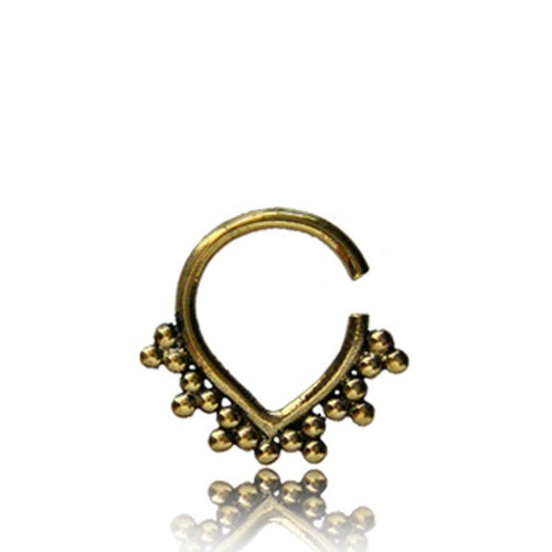 Single Tribal Brass Septum Ring in 16g, Antiqued Brass Septum, Brass Nose Piercing, Brass Tribal Jewelry, Ex Small Ring Diameter 8mm.
