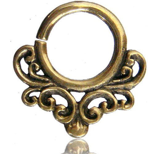 Antiqued Tribal Brass Septum, Brass Septum Ring, Tribal Brass Jewelry, Nose Piercing, Ring Diameter 9mm.