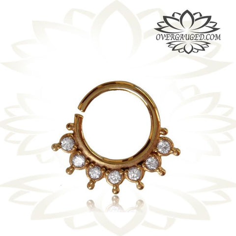 Single Tribal Brass Septum Ring in 14g (1.6mm), Antiqued Rose Brass Septum, Brass Nose Piercing, Ring Diameter 9mm.