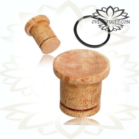 Pair of Organic Top Hat Plugs, Organic Flat Top Tunnels in Tamarind Wood Tunnels, Double Flare Wood Gauges, Wood Ear Tunnels.